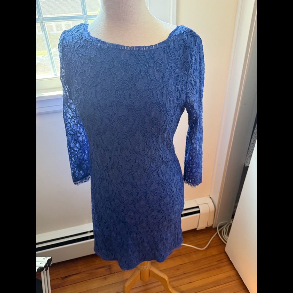 Red Saks Fifth Avenue blue lace dress L